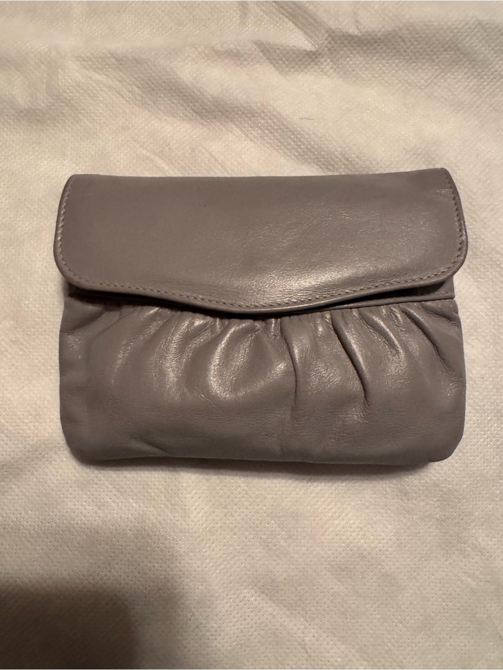 Buxton Vintage Grey Leather Fold-Over Clutch/Coin bag